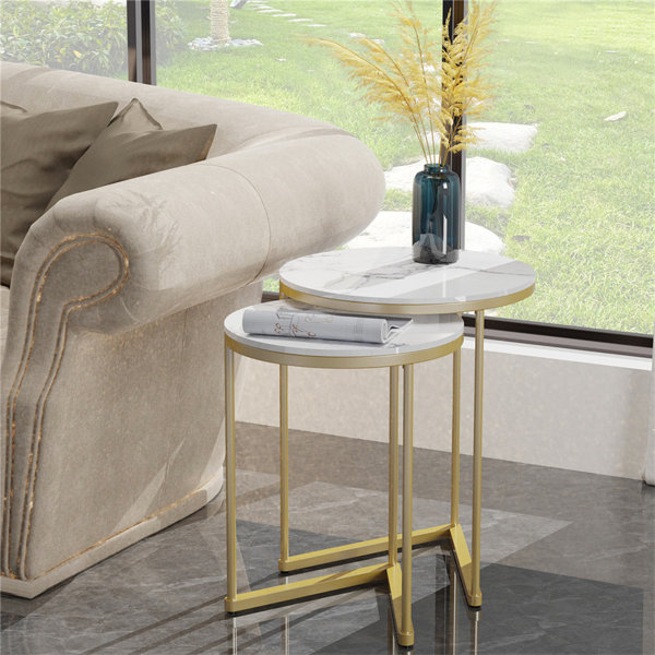 Nesting coffee table on sale marble top